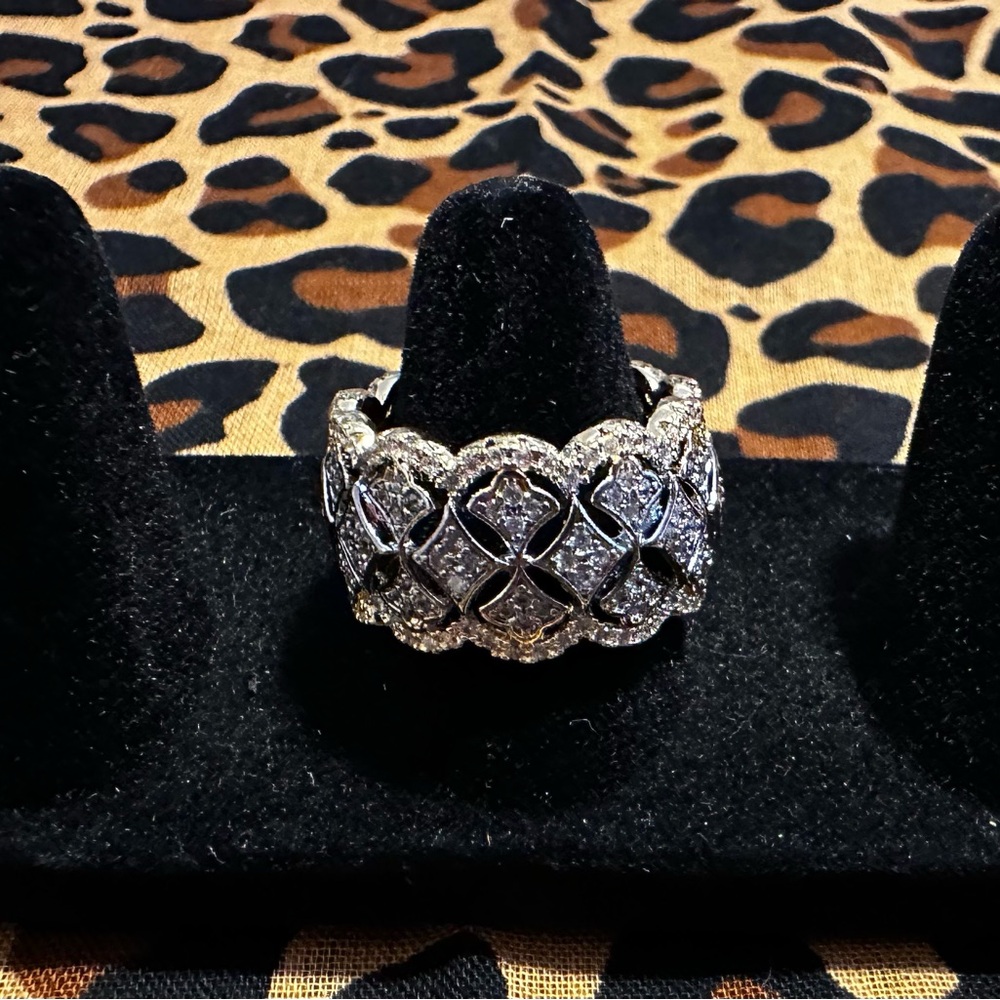 Silver and Black Statement Ring Sz 9